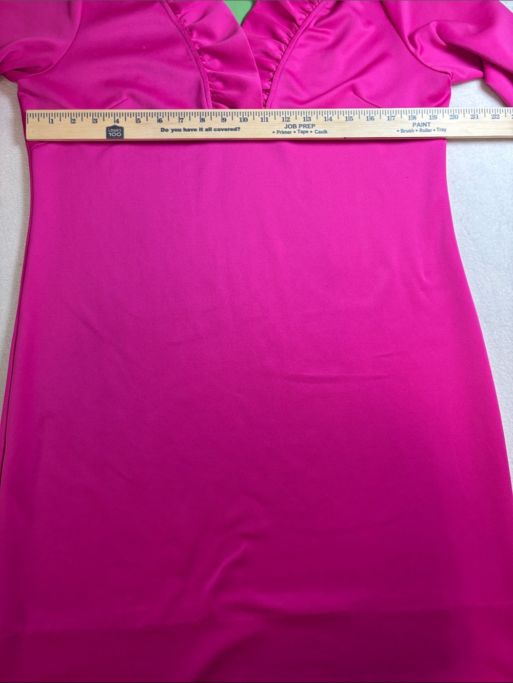 Gretchen Scott Designs Ruffled V-Neck Midi Dress - Bright Fuchsia - Picture 6 of 7